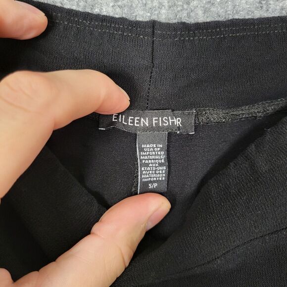 EILEEN FISHER Black Mid Rise Cropped Stretch Viscose Pull On Pants SIZE SMALL - Picture 7 of 9